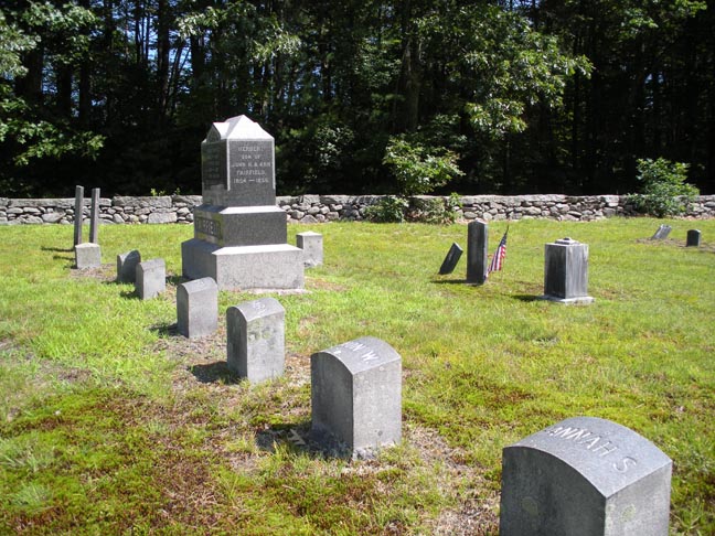 Fairfield Family Plot, note large stone with smaller ones in front