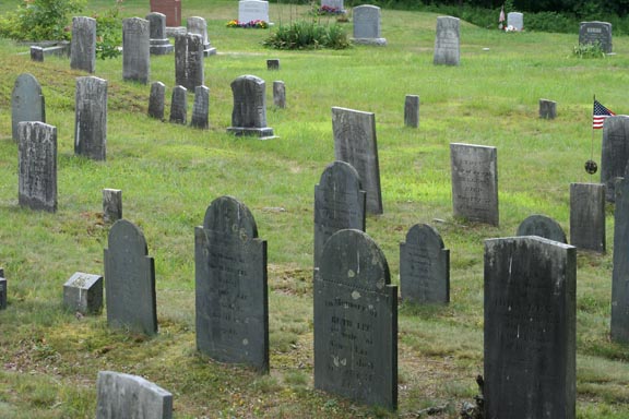 A closer view of headstone rows