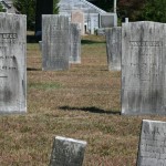Great view of headstone rows, note weathering